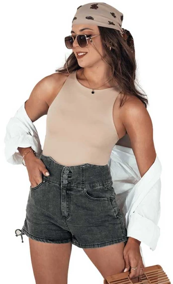 Moteriški juodi džinsiniai šortai Jeanlove