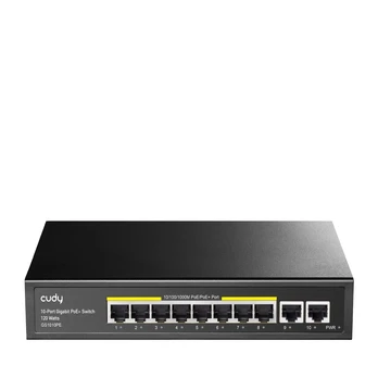 Cudy SWITCH PoE+ 10 prievadų GS1010PE 120W 1Gbps CCTV VLAN