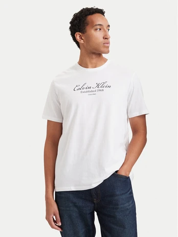 Calvin Klein Jeans Marškinėliai Script LV04RH830G Balta Regular Fit