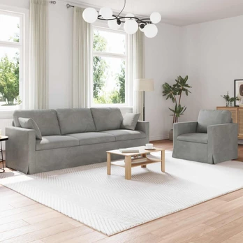 Sofa 2 pcs Šviesiai pilka 228 x 78 x 80 cm Aksomas
