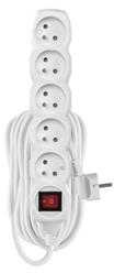 Emos Extension cable 10m / 5 sockets / with switch / baltas / PVC / 1 mm2