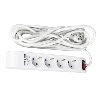 Ilgintuvas su 4 lizdais ir 2 USB, 5 m