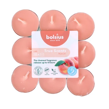 BOLSIUS PEACH 4H žvakės - tabletės (18 vnt.)