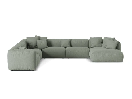 Modular Left Corner Sofa, "Martina", 6 Seats, 404x312x75, Moss Green