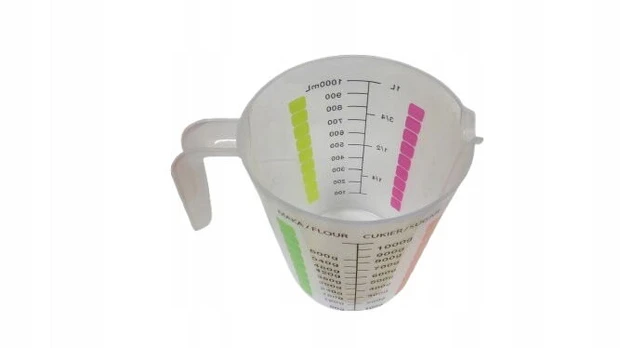 1 L plastikinis virtuvinis matavimo ąsotis, 1 L