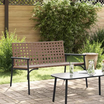 Sodo suolas Juodas 113x79x75 cm Poli Ratanas