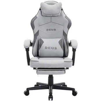 Žaidimų kėdė DEUS Edge Light Gray, audinys, su pakoju