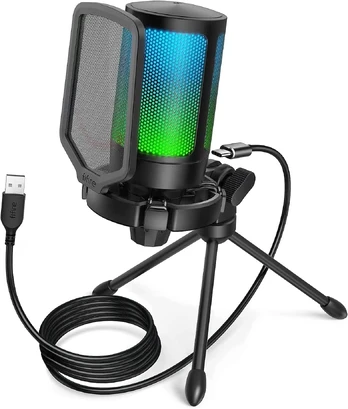 FIFINE A6V RGB Gaming USB mikrofonas – Juodas