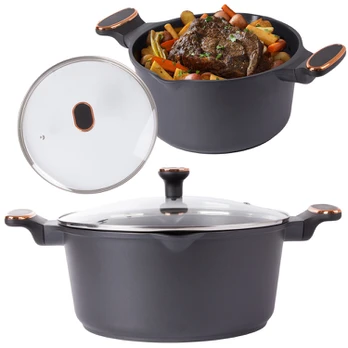 Kingstyle Deep pot with lid induction gas non stick coating 7l