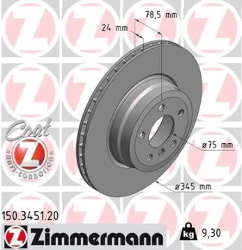 Stabdžių diskas ZIMMERMANN 150.3451.20