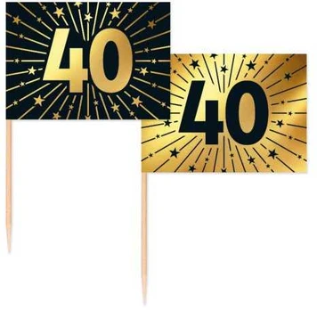 Globos Europe Bv Guld og sort kageflag 40, 50 stk