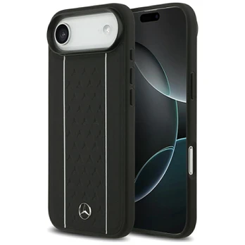 Dėklas Mercedes Leather Star Pattern Stripes MagSafe do iPhone Air juoda