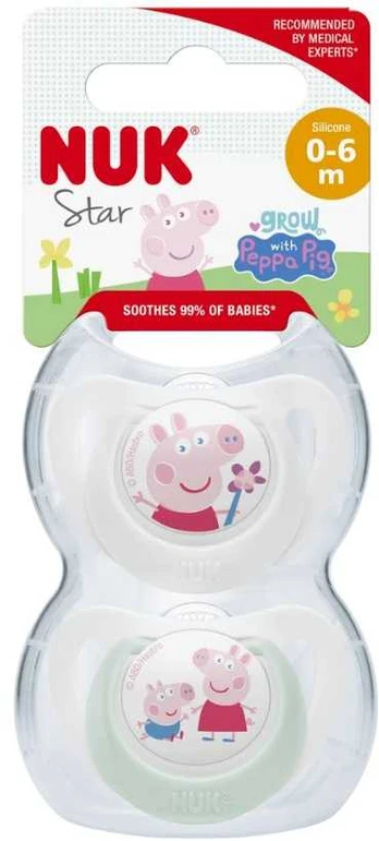 NUK Schnuller Peppa Pig Star 0-6 M. 2 vnt.
