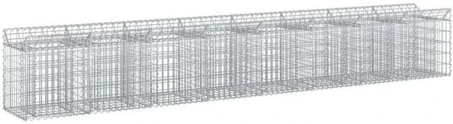 Gabioninė pakelta lova 2 pcs Sidabro 400 x 50 x 60 cm