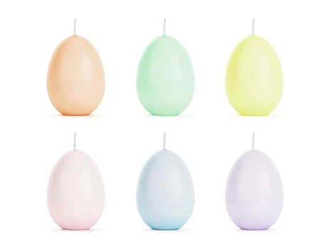 PartyDeco Eggs candles 6 pcs, mix, 7 cm (1 pkt / 6 pc.)