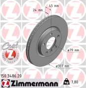 Stabdžių diskas ZIMMERMANN 150.3486.20 kaina