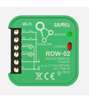 Zamel Supla ROW-02 - 2x relė 230V Wifi - Android/iOS programėlė