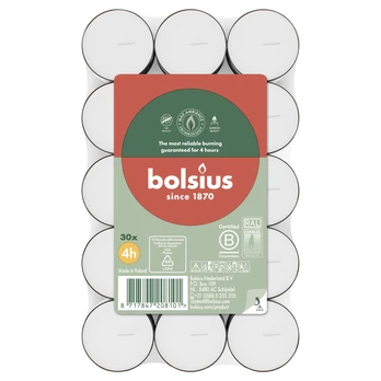 Žvakė, arbatinė Bolsius, 4 h, 30 vnt., balta sp.