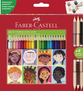 Faber-Castell - Triangular pencils 24 pcs + 3 skintones (511515)