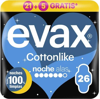 Evax COTTONLIKE night pads, wings, 26 units