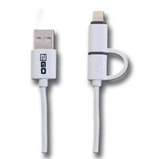 USB kabelis 2GO USB-A - microUSB + Žaibas 1 m Balta (795637)
