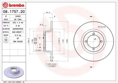 Stabdžių diskas BREMBO 08.1757.20 kaina