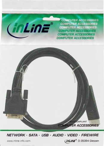 Kabelis InLine Rodyti Uostas - DVI- D 0.3 m juoda (17117)