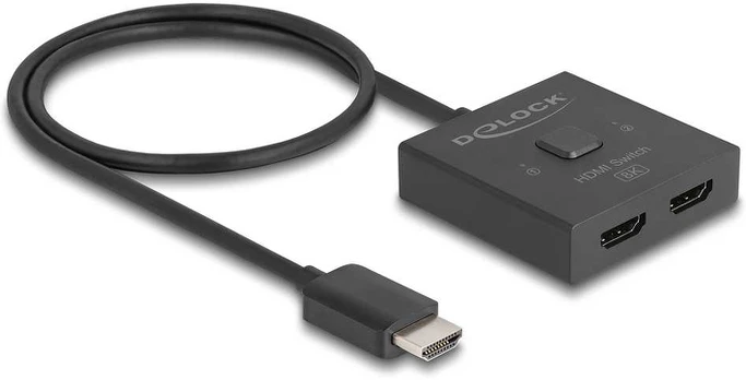 DeLOCK HDMI Switch 2 > 1 bidirectional 8K (black, 50cm cable)