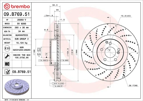 BREMBO 09.B769.51 Brake Disc
