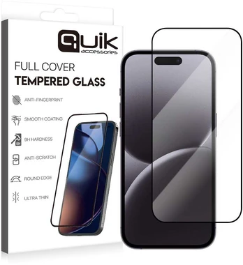 Quik Accessories Full Cover Tempered Glass for Apple iPhone 16 Pro Max