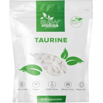 Taurinas RAW POWDERS 500 mg., 100 kaps.