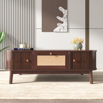 Sofos stalas, ratanas ir medinis, 110x55x38,5 cm, 1 vnt