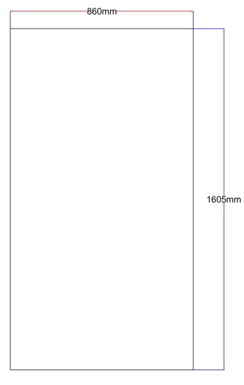 Dušo kabinos šoninis stiklas tiesus 860x1605 grey 3.121.