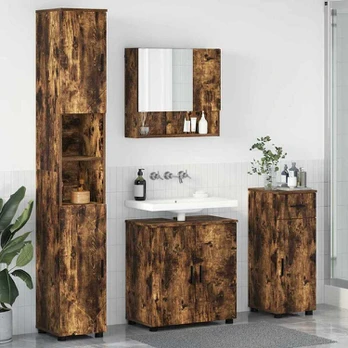 Vonios baldų rinkinys su stalčių 4 pcs Rūkyta ąžuolas