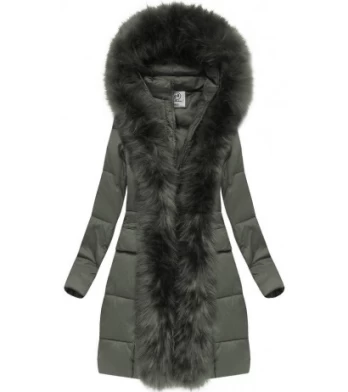QUILTED HOODED JACKET KHAKI (AURA) striukė