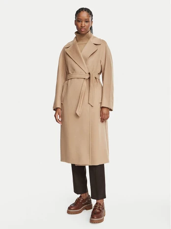 Weekend Max Mara Vilnonis paltas Resina 2625016102 Šviesiai ruda Regular Fit