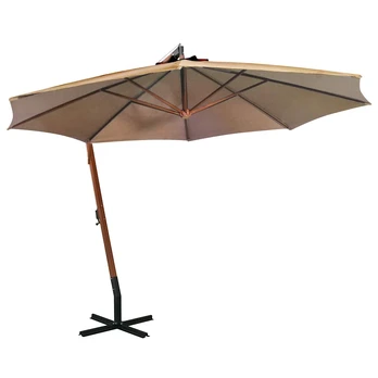 Kabantis skėtis su stulpu, taupe, 3,5x2,9m, eglės masyvas