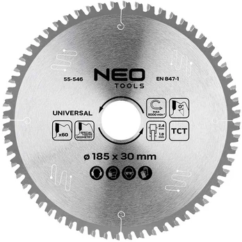 Neo Tools Diskinio pjūklo diskas, Widia, 185 x 30 mm, 60 dantų, universalus