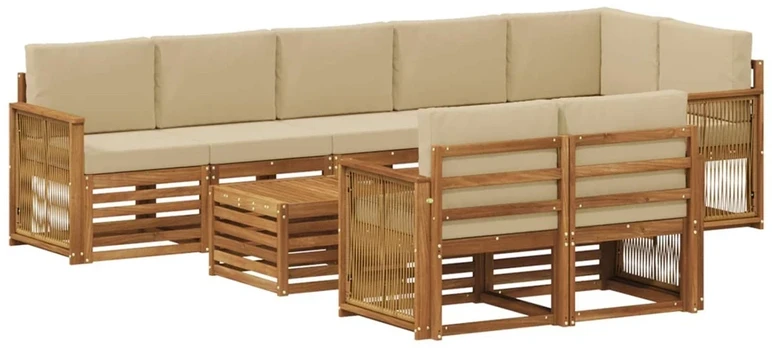 Lauko sofos komplektas 8 vnt. Natūrali