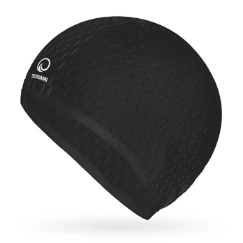 Moteriška plaukimo kepuraitė „TSUNAMI TEXTURE“, juoda