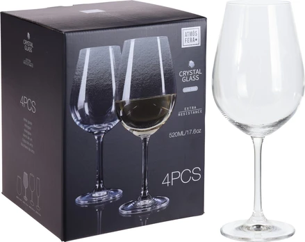 Vyno taurių komplektas Atmosfera, kristalinas, 0.52 l, 4 vnt.
