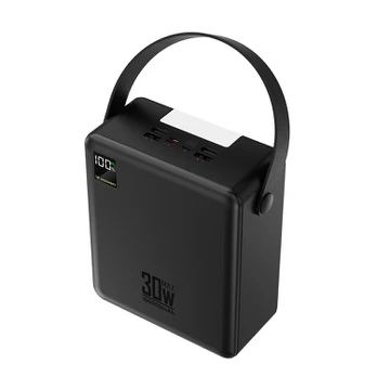 Wozinsky W8-B 100000mAh 30W Powerbank 2xUSB-A and 2xUSB-C with Flashlight - Juodas
