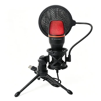 Wozinsky Studio Gaming USB Computer Microphone with RGB Stand - Juodas
