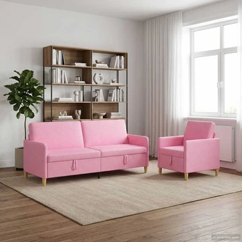 Sofa Sofos komplektas su saugojimu 2 pcs Rožinė Poliesteris