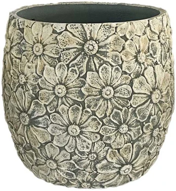 Gėlių vazonas „SUNNY DAISY“, D35,5 x H33 cm, baltas/pilkas