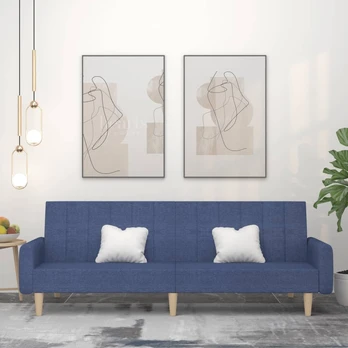 Dvivietė sofa-lova, mėlynos spalvos, audinys