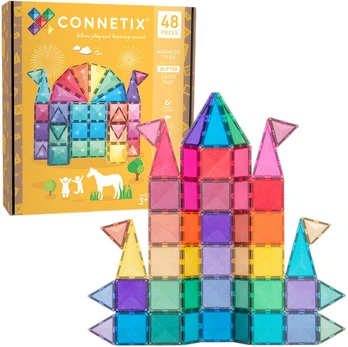 CONNETIX Glitter Castle Pack Kūrybinės kaladėlės magnetyczne su brokatem 48 dalys