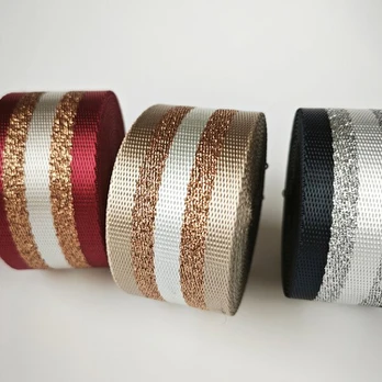Poliesterinis lureksinis diržas rankdarbiams, Coffee-Silvery Col
