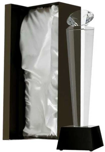 Detal Trofeum szklane su etui - serce