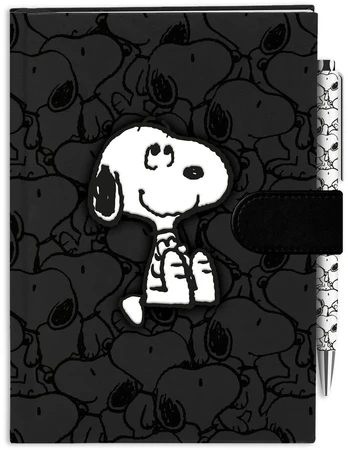 Kids Licensing Peanuts Snoopy A5 PU notebook flocked with pen